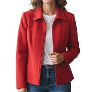 CONRAD C Wool Cashmere Zip Jacket Orange Salmon Coral Lined Pockets Tailored 10